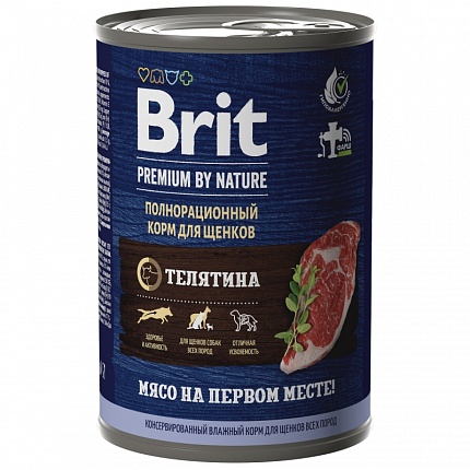 BRIT Premium By Nature Консервы для щенков всех пород  Телятина  410г