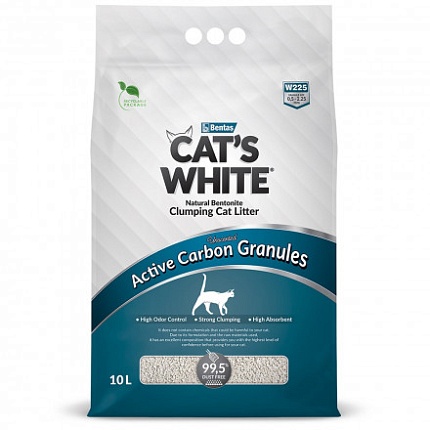 CAT'S WHITE Active Carbon Granules Наполнитель с гранулами активированного угля 10л 