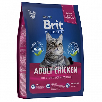 BRIT Premium Cat Adult Chicken сухой корм.для взрослых кошек премиум класса Курица 8кгАКЦИЯ!