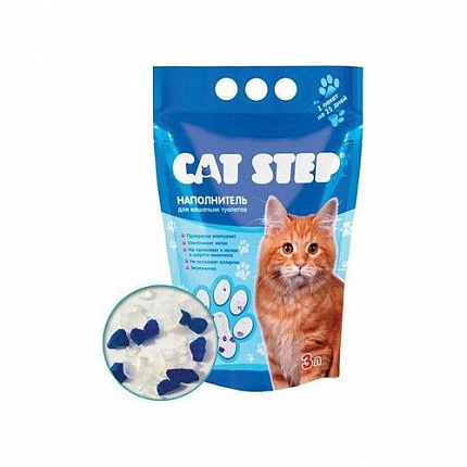 CAT STEP Crystal Blue, Наполнитель впитывающий силикагелевый, 3 л