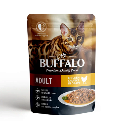 Mr.Buffalo ADULT д/кошек Цыпленок в соусе 85г пауч