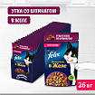 FELIX Sensetions, консервированный для взрослых кошек Утка Шпинат Желе, 26x75г