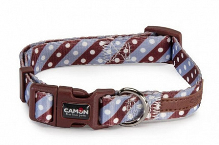 Camon Ошейник регулируемый "Twill Dot Purple" 15x300~400 мм