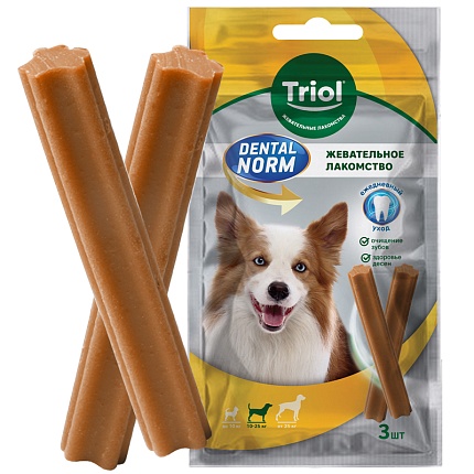 TRIOL Лакомство для собак средних пород Dental Norm "Палочки жевательные" 1уп 3шт 75г