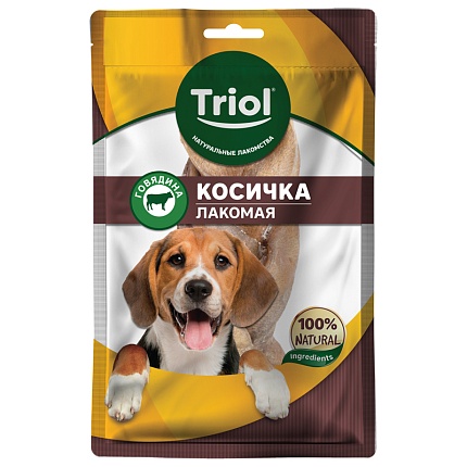 TRIOL Косичка говяжья лакомая для собак, 40г