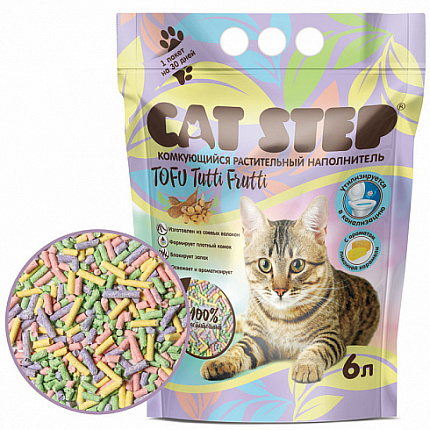 CAT STEP TofuTutti Frutti Наполнитель растительный комкующийся 6л