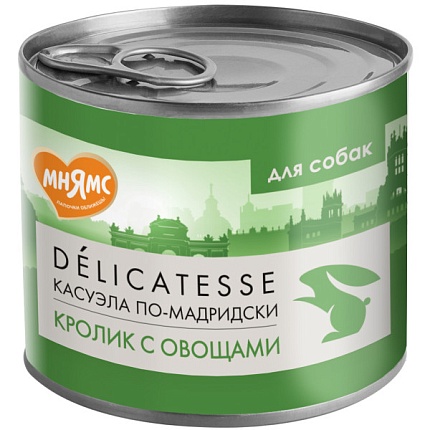 Мнямс консервы Delicatesse для собак всех пород Касуэла по-мадридски (Кролик Овощи) 200 г
