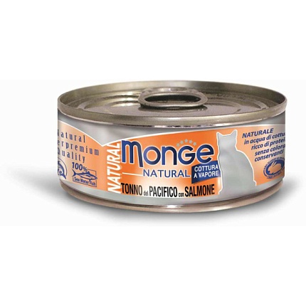 Monge Cat Natural, консервы для кошек тунец с курицей и креветками 80г