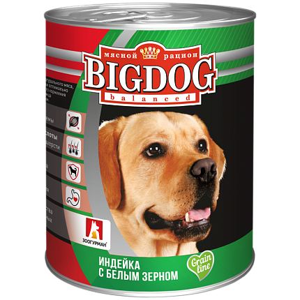 Зоогурман BIG DOG кон.для собак Индейка Белое Зерно 850г