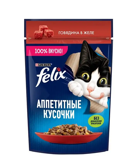 FELIX консервированный для взрослых кошек Говядина, 26x75г