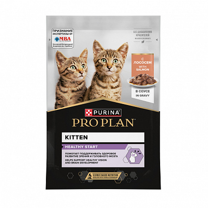 ProPlan, консервированный для котят Лосось в соусе, пауч 85гр.