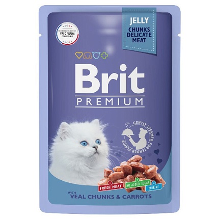 BRIT Premium пауч для котят Телятина и Морковь в желе 85г