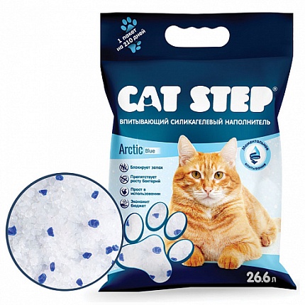 CAT STEP Arctic Blue, Наполнитель впитывающий силикагелевый, 26,6 л