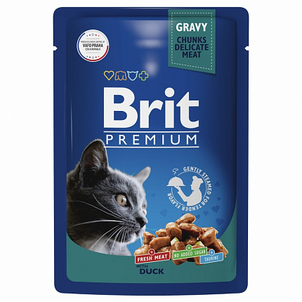 BRIT Premium пауч для взрослых кошек Утка в соусе 85г