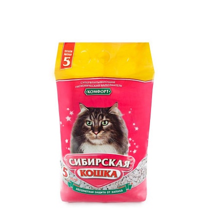 Сибирская кошка Комфорт Наполнитель впитывающий 5л
