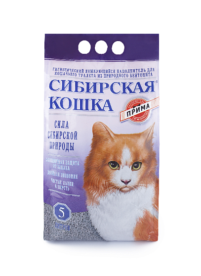 Сибирская кошка, Наполнитель Прима комкующийся, 5 л