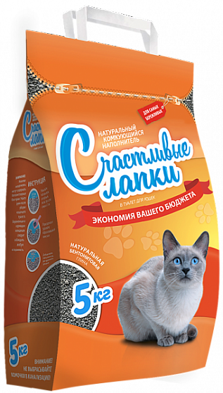 Счастливые лапки Наполнитель комкующийся Эконом 5кг