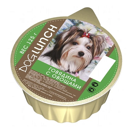 DOG LUNCH кон.для собак крем-суфле Говядина с овощами 125г