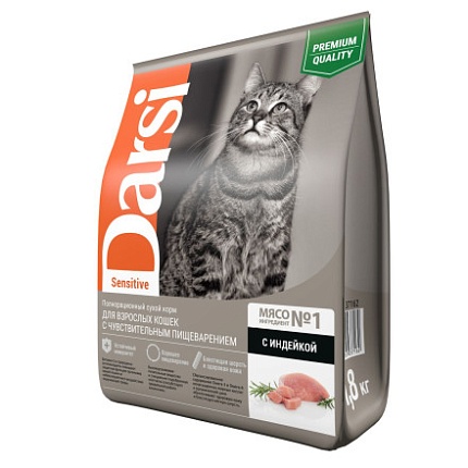 Darsi Sensitive Сухой корм для кошек Индейка 1.8 кг