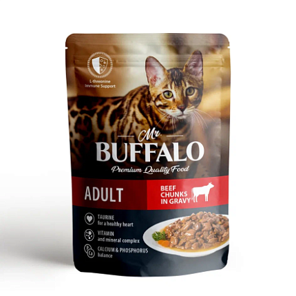 Mr.Buffalo ADULT д/кошек Говядина в соусе 85г пауч