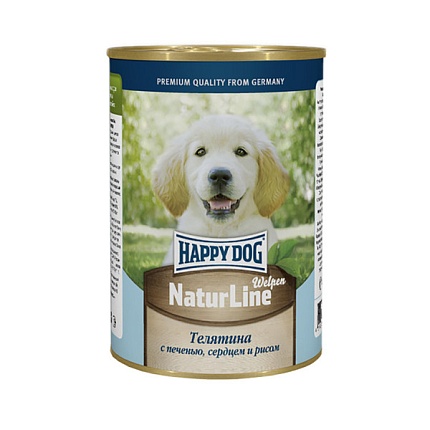 Happy Dog кон.для щенков Телятина Печень Сердце Рис 410г