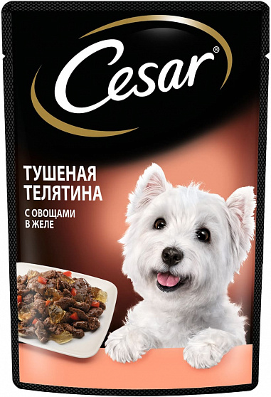Cesar, Тушеная телятина с овощами, пауч 0,085 кг