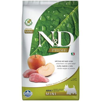 FARMINA N&D PRIME корм беззерновой для собак мелких пород с Мясом кабана и яблоком 2,5кг