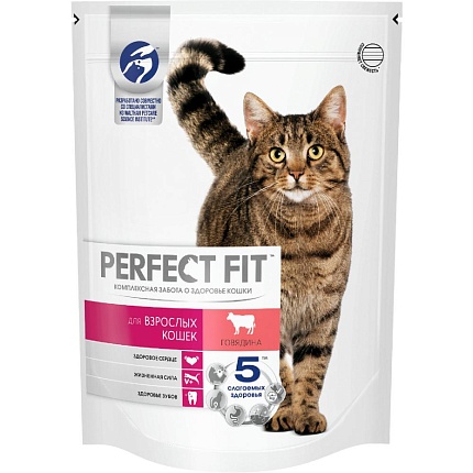 PERFECT FIT "Говядина" для взрослых кошек 0,65 кг 1х10 шт