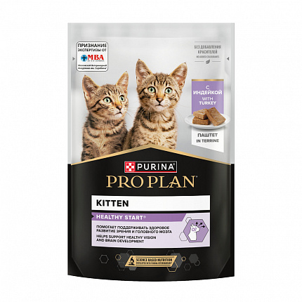 ProPlan, консервированный для котят Индейка Паштет пауч 26*75г.