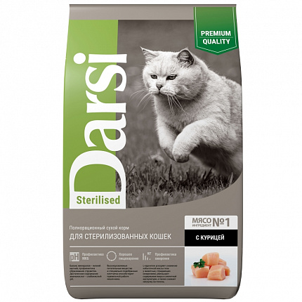 Darsi Sterilised Корм сухой для кошек Курица 10 кг