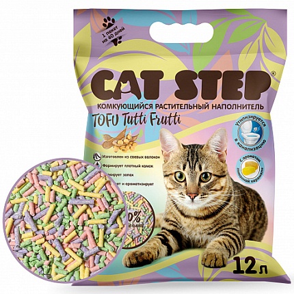 CAT STEP TofuTutti Frutti Наполнитель растительный комкующийся 12л