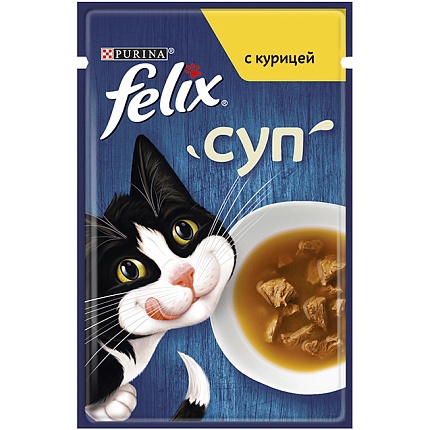 FELIX Soup, консервированный Супчик для взрослых кошек Курица, 30х48 гр.