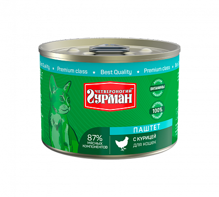 Четвероногий гурман Паштет для кошек Курица 190 г