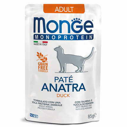 Monge Cat Monoprotein Pouch, пауч для кошек Утка 85г