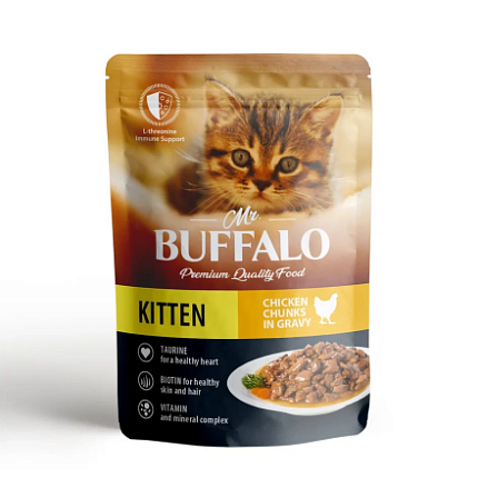 Mr.Buffalo Kitten д/котят нежный Цыпленок в соусе 85г пауч