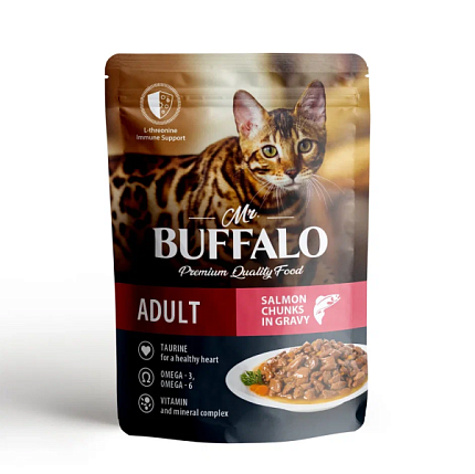 Mr.Buffalo ADULT д/кошек  с чувств. кожей Лосось в в соусе 85г пауч