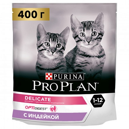ProPlan, сухой для котят с чувствительным пищеварением Индейка, 0,4 кг