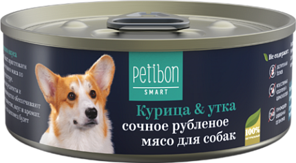 Petibon Smart Рубленое мясо 100 г для собак с курицей и уткой