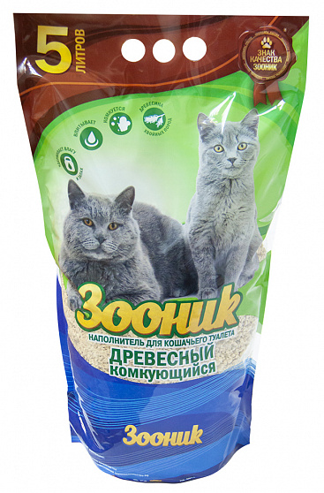 ЗООНИК Наполнитель древесный комкующийся 5л