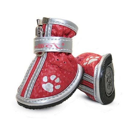 TRIOL Ботинки для собак "Лапки" M, красные, 45*40*50мм (уп.4шт.)