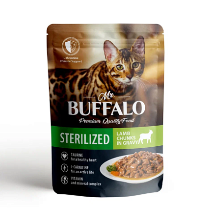 Mr.Buffalo Sterilized  д/стериал кошек Ягненок в соусе 85г пауч