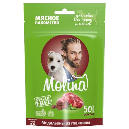 Molina Лакомство для собак всех пород Медальоны из говядины 50гр