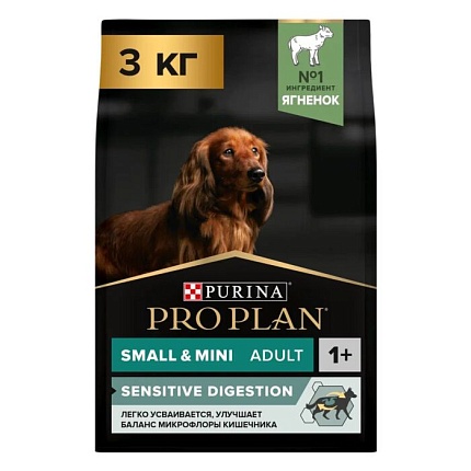 ProPlan, сухой для взрослых собак мелких и карликовых пород с чувств. пищ. Ягненок Рис, 3 кг