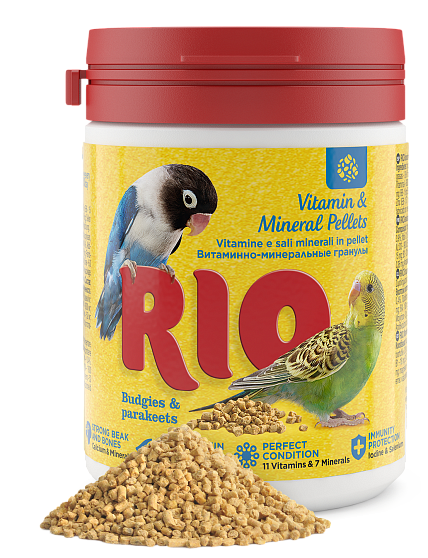 Rio, Витаминно-минеральные гранулы для волнистых и средних попугаев, 120 г