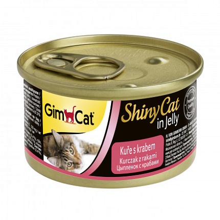 GimCat ShinyCat консервы для кошек из курицы с крабом 70 г