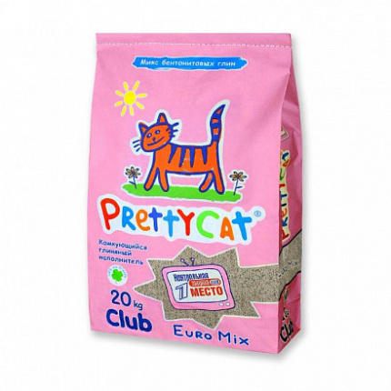 PrettyCat Наполнитель комкующийся Euro Mix CLUB 20кг