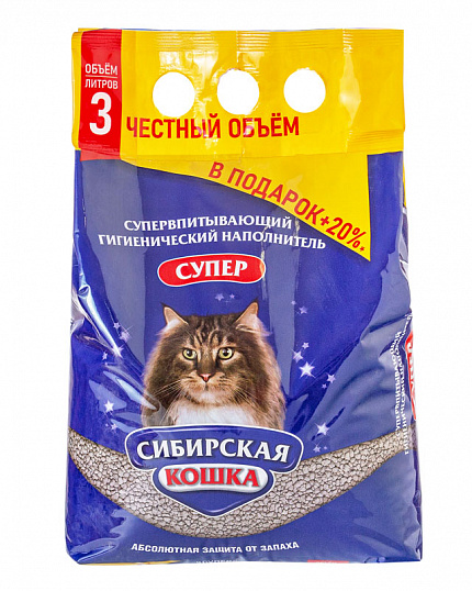 Сибирская кошка Супер Наполнитель комкующийся 3л
