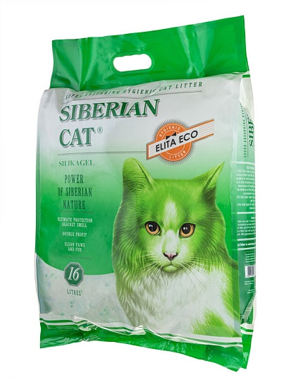 Сибирская кошка Элита ЭКО Наполнитель силикагель, зеленые гранулы 16л