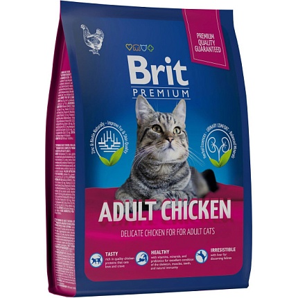 BRIT Premium Cat Adult Chicken сухой корм.для взрослых кошек премиум класса  Курица  400г