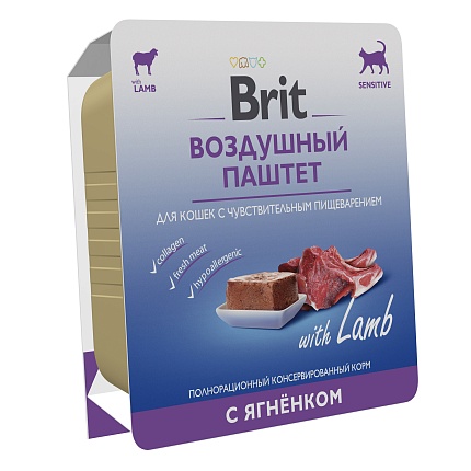 BRIT Premium Паштет воздушный для кошек с чувст. пищ. Ягненок 100г